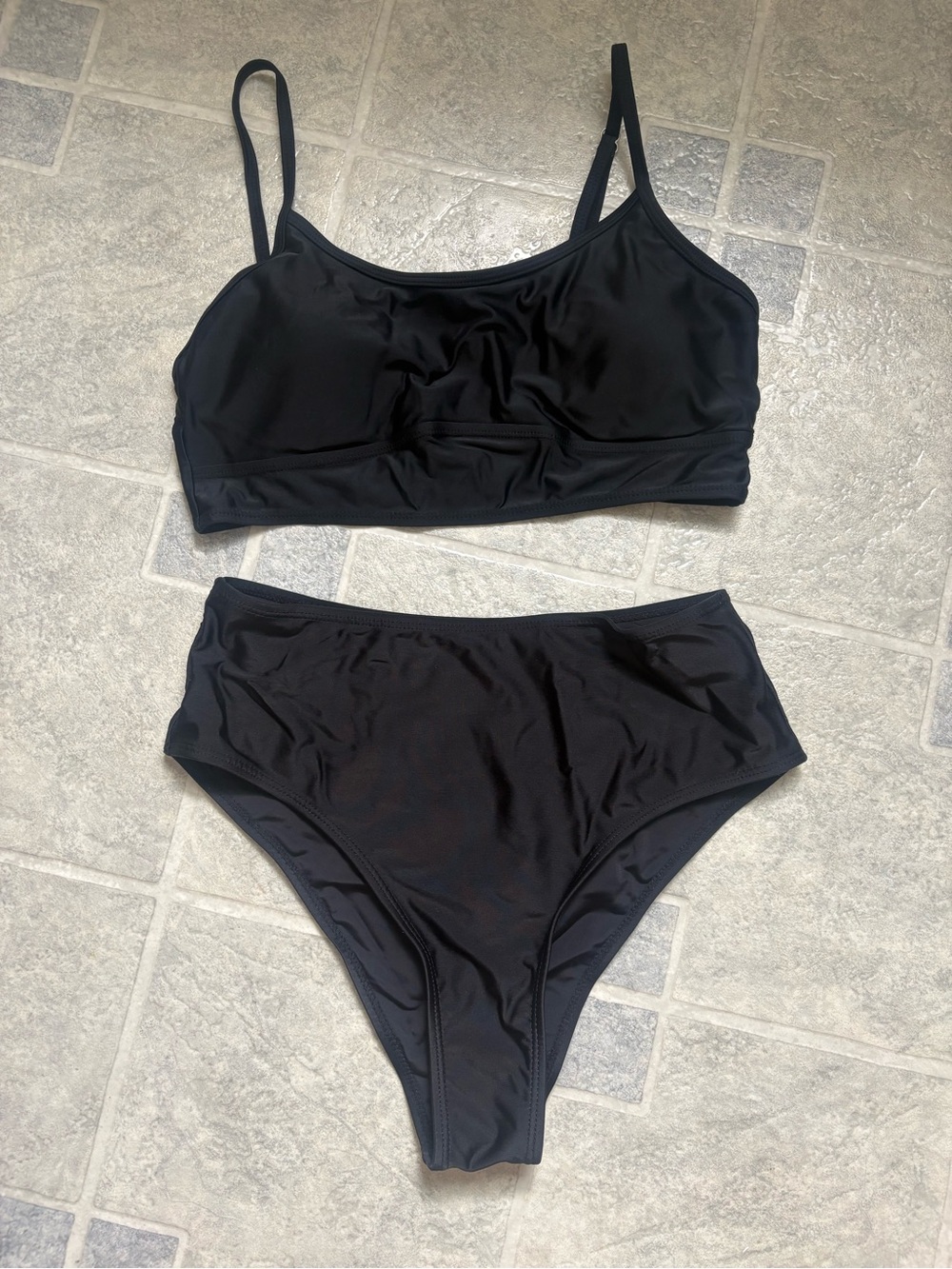 SHEIN Black High-Waist Two-Piece Bikini Set